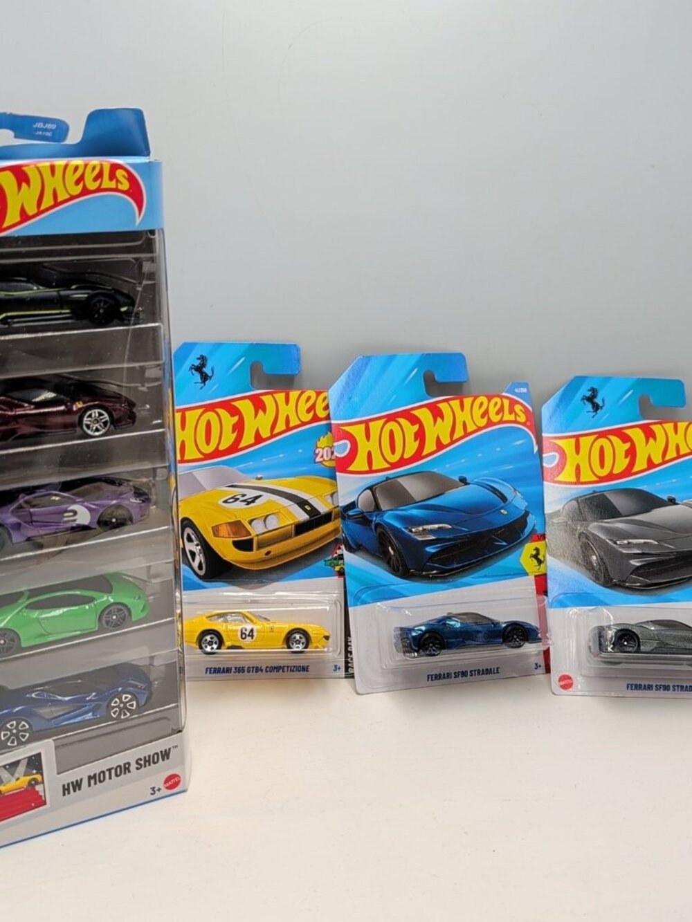 Hot Wheels Ferrari Lot SF90 Stradale Grey & Blue & RED & 5 Pack Yellow 365 Gtb4